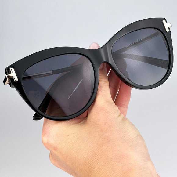 Tom Ford FT0821/S KIRA 01D Sunglasses Black Polarized Gradient Cat Eye Women - Picture 6 of 14